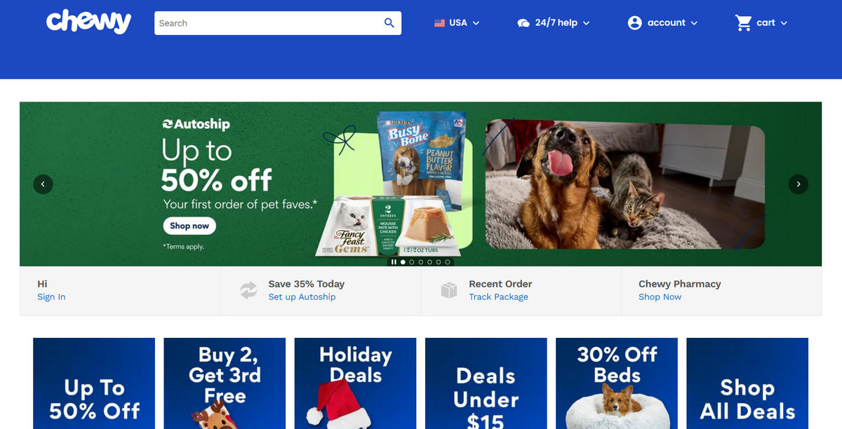 Chewy - one of the largest ecommerce platforms in 2024
